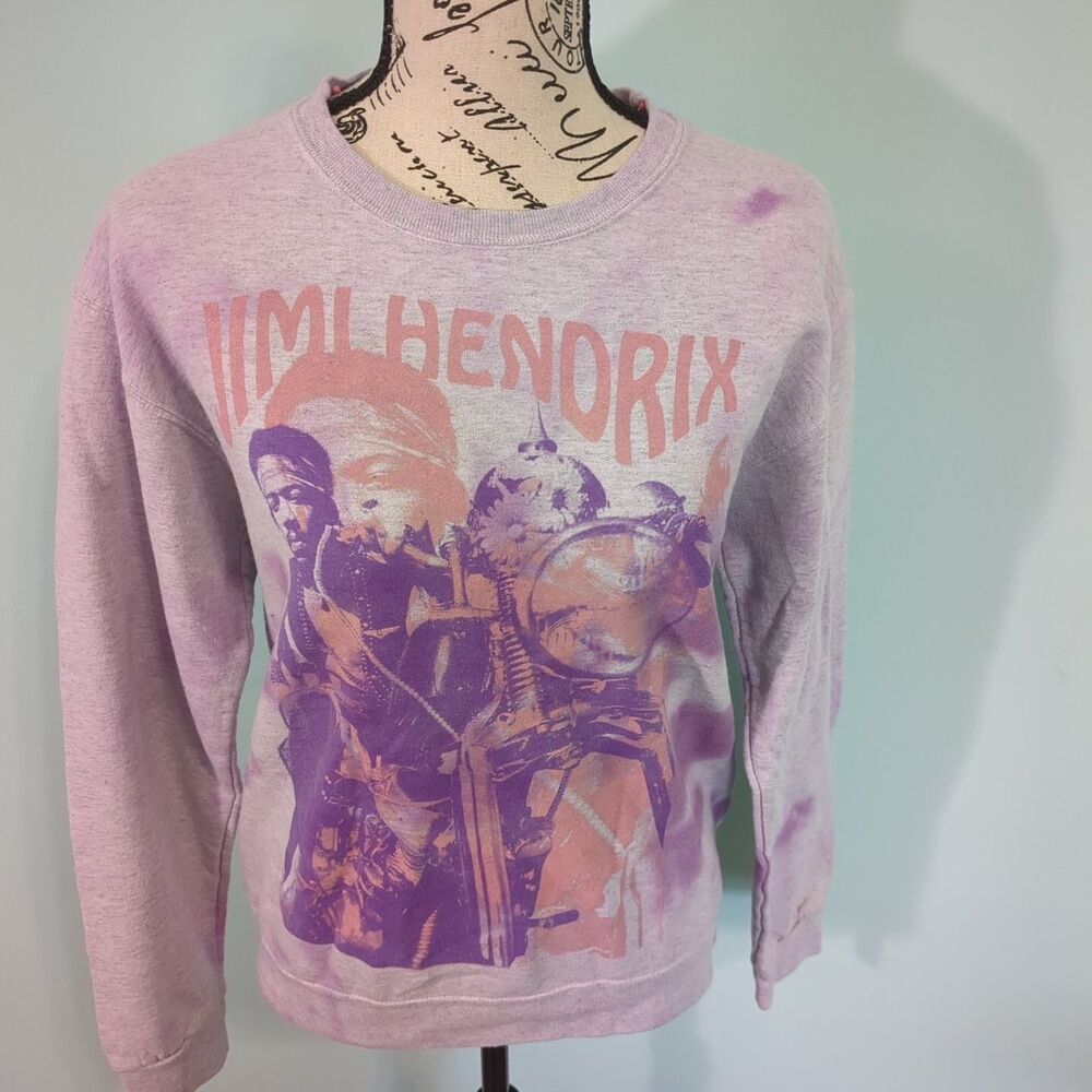 Jimi Hendrix Purple Tie Dye Crewneck Graphic Band Sweatshirt women's small